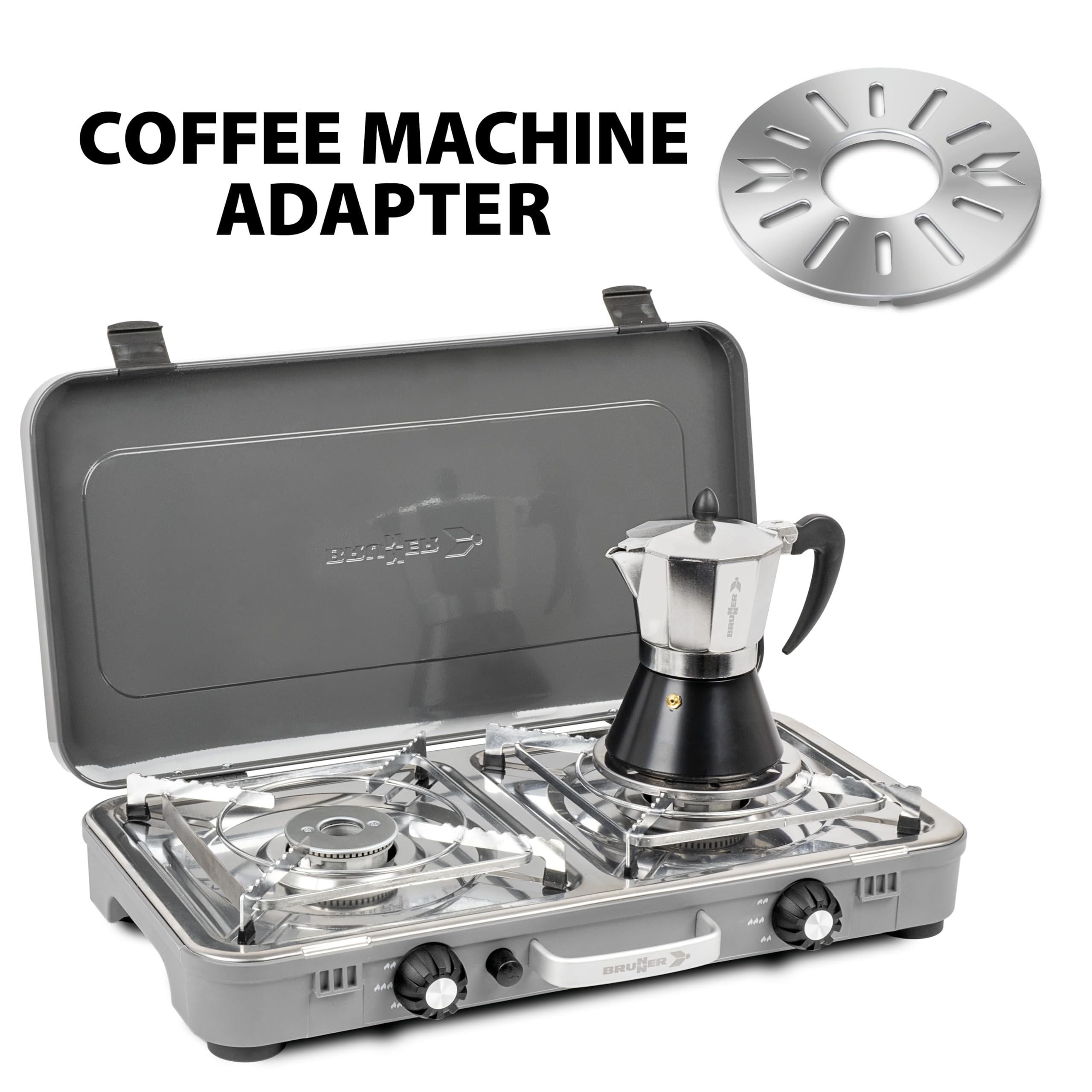 Brunner Devil Kookmaster fornello gas 2 fuochi inox 30 mbar