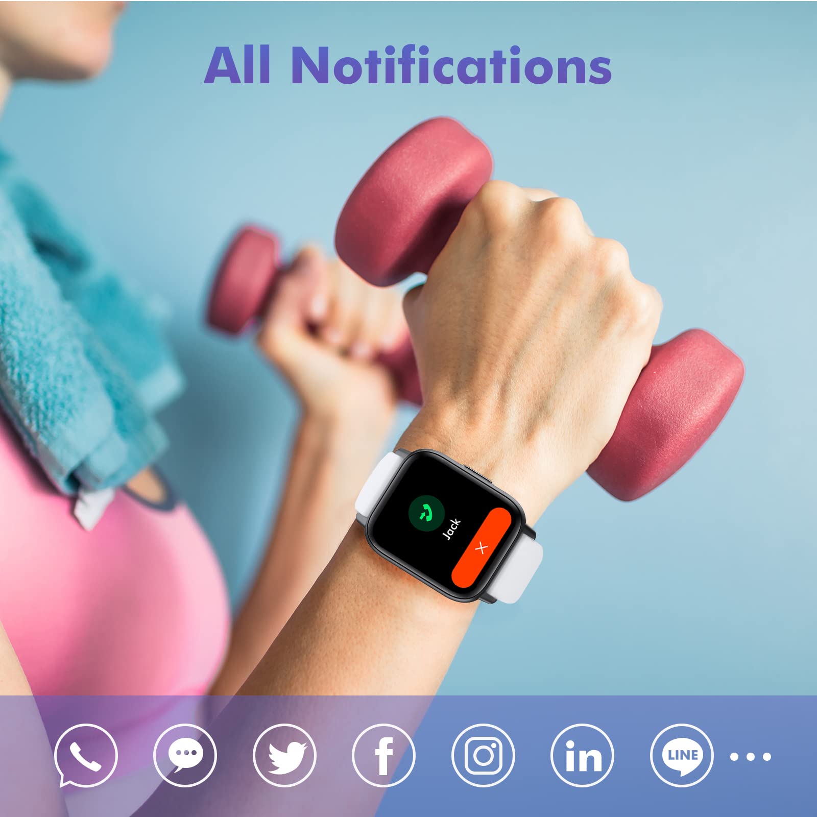 LAMA Smartwatch Fitness 1.7" Bianco Rosa Cardio IP67