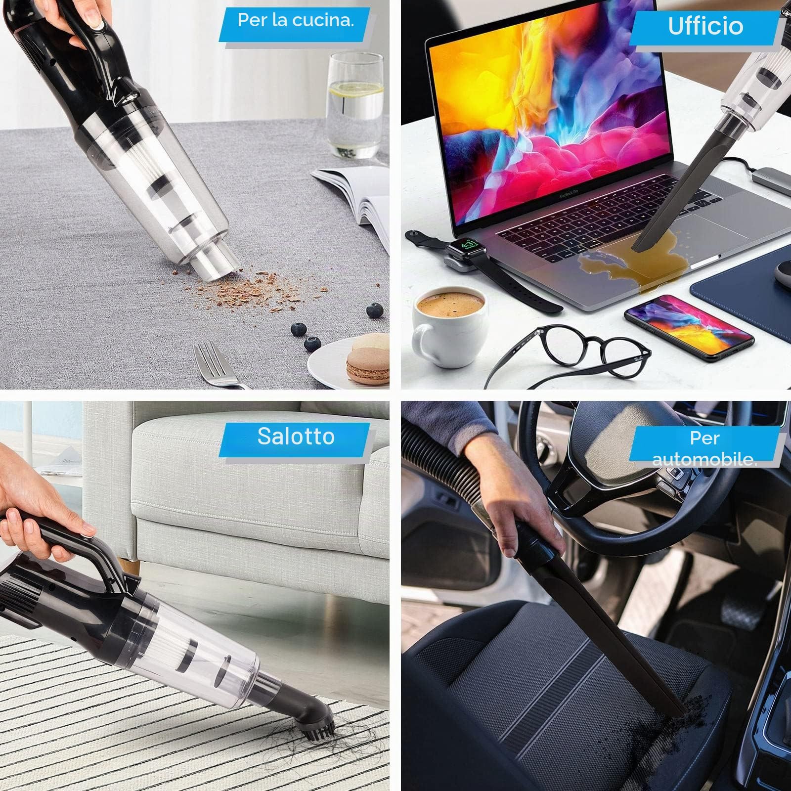 LAMA Aspirapolvere Auto Portatile Senza Fili 0,53 L LED