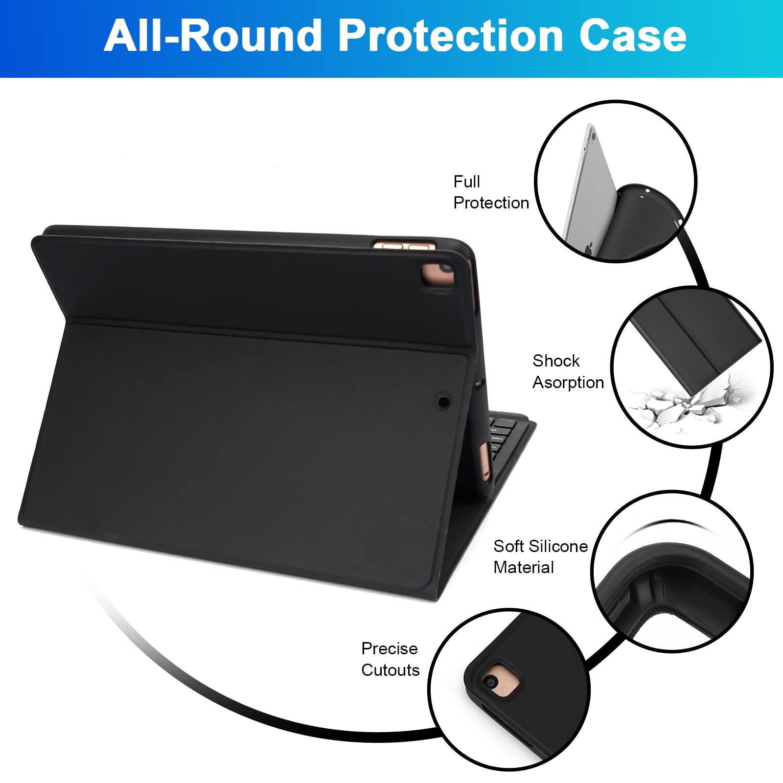 LAMA Custodia Tastiera iPad 10,2 10,5 Pollici con Mouse Nero
