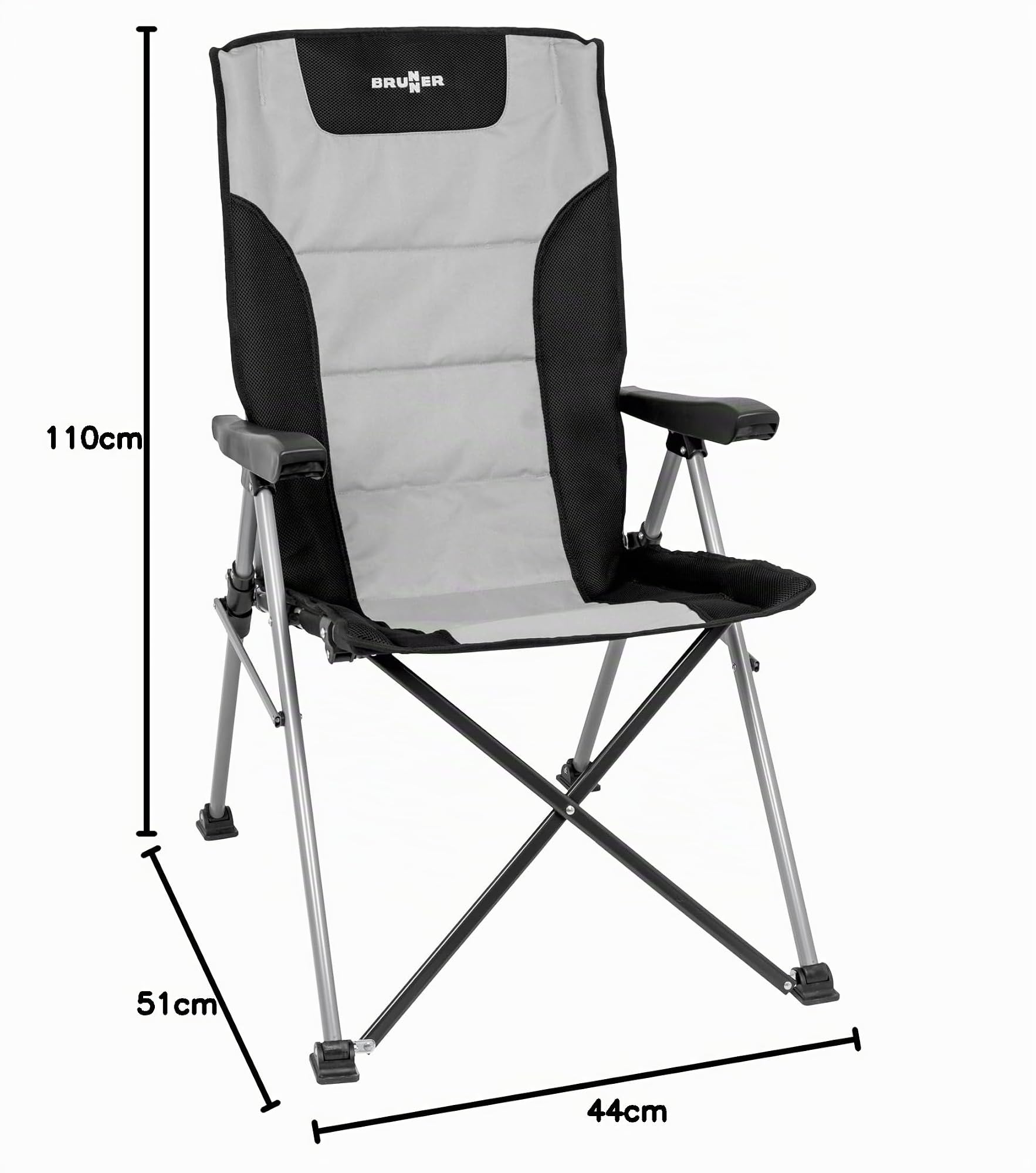 Brunner Raptor Highback sedia campeggio grigio nero 120 kg