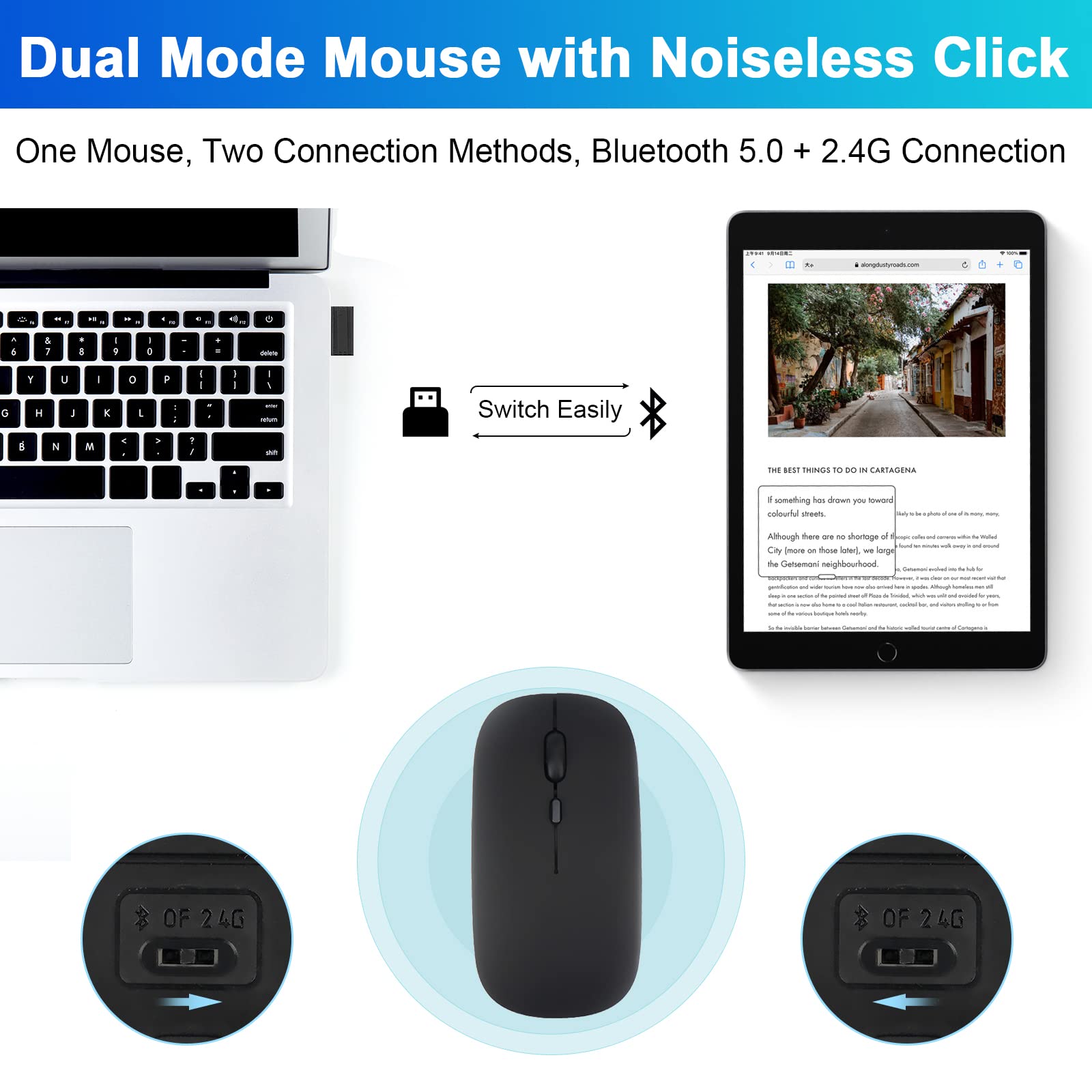 LAMA Custodia Tastiera iPad 10,2 10,5 Pollici con Mouse Nero