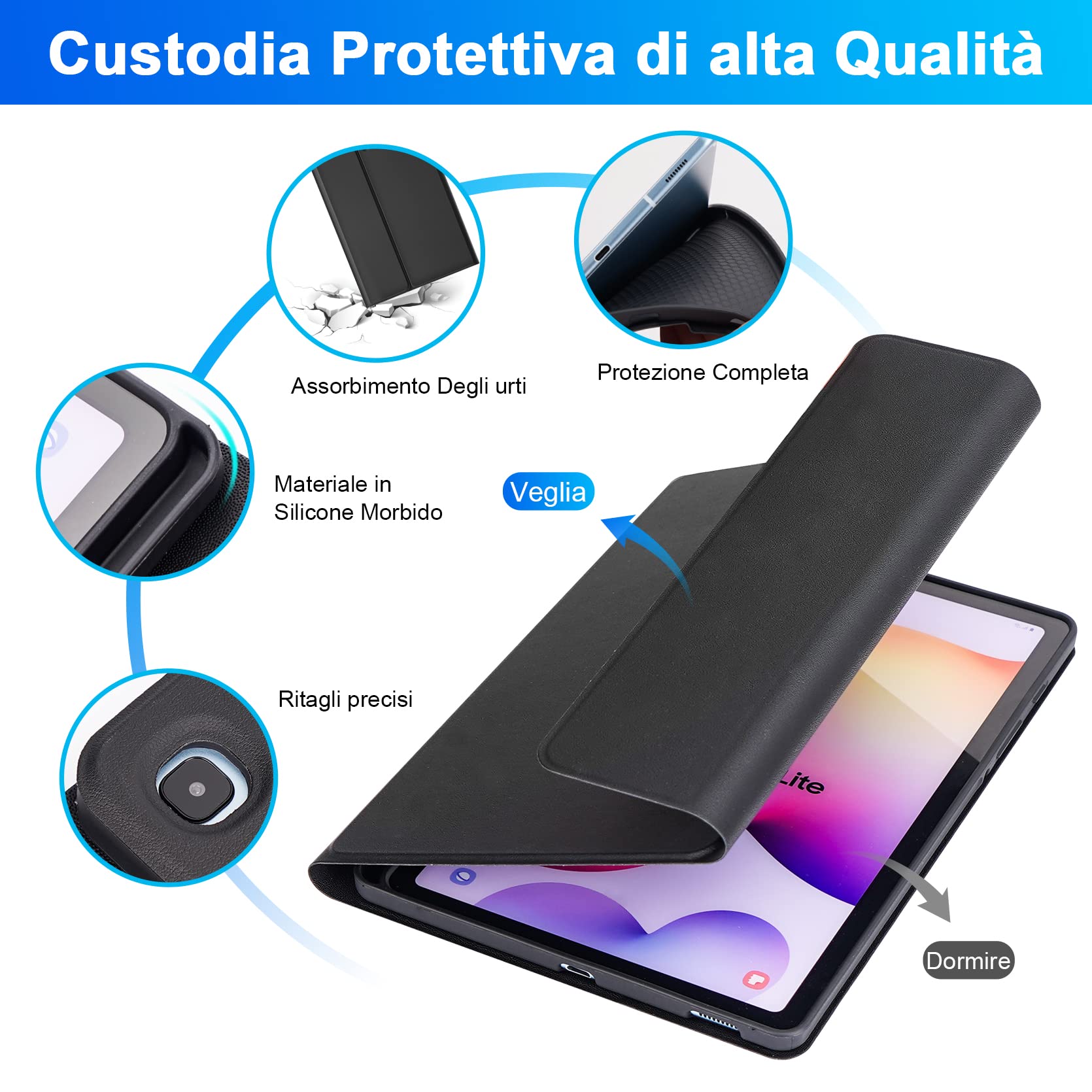 LAMA S6 Lite custodia tastiera retroilluminata nera
