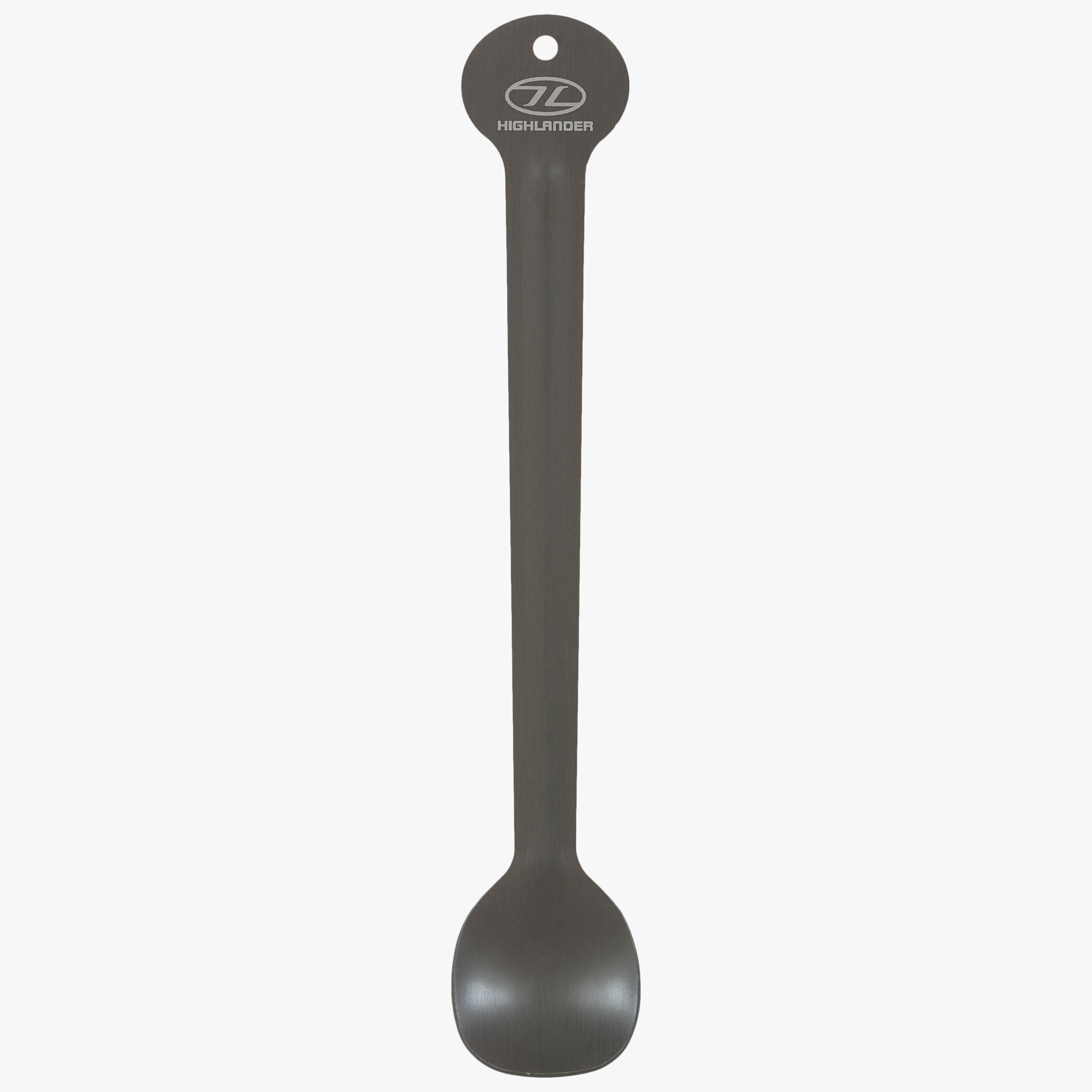 Highlander Cucchiaio Lungo Campeggio Alluminio Nero 15g