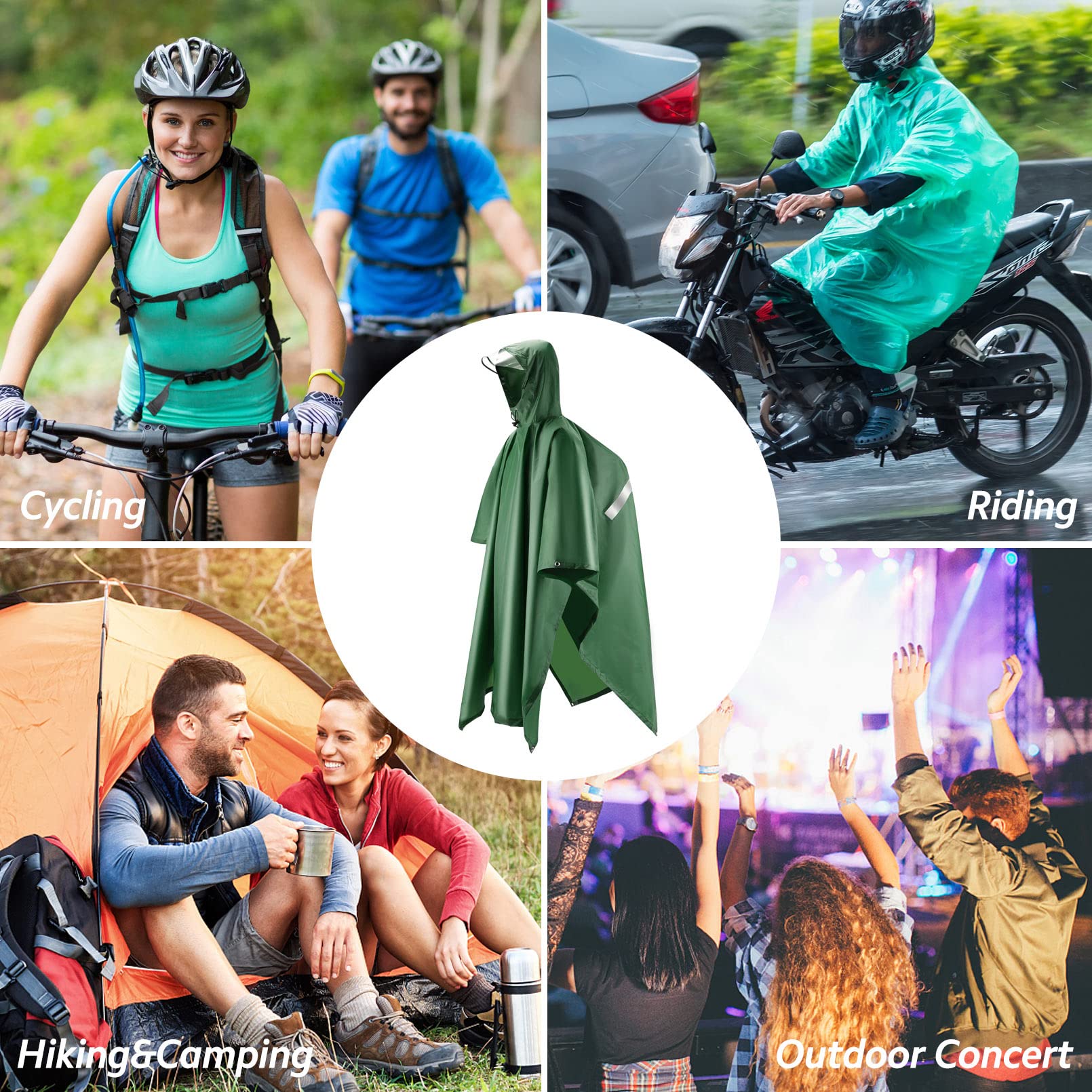 Lama poncho impermeabile verde tesa trasparente