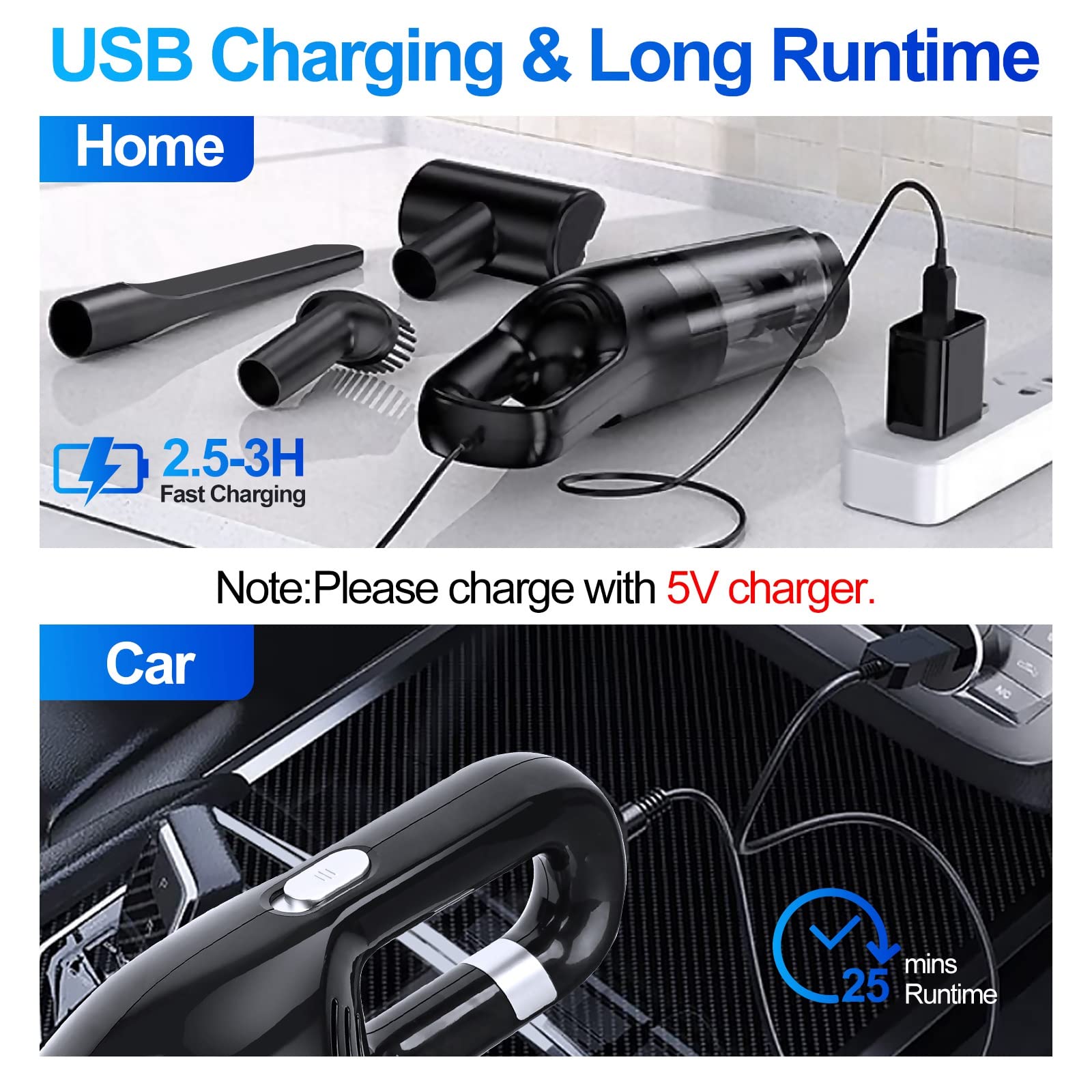 LAMA aspirapolvere auto senza fili 10000PA USB