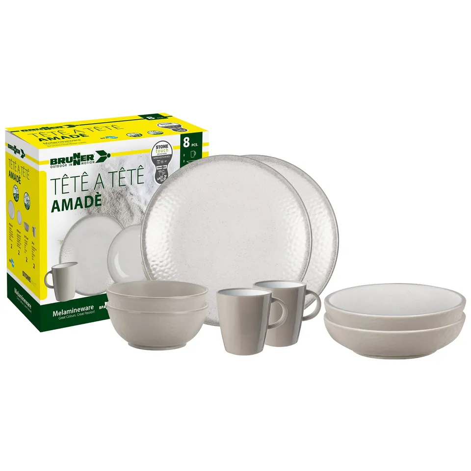 Brunner Tête-à-Tête Amadè set piatti campeggio 8 pezzi antiscivolo