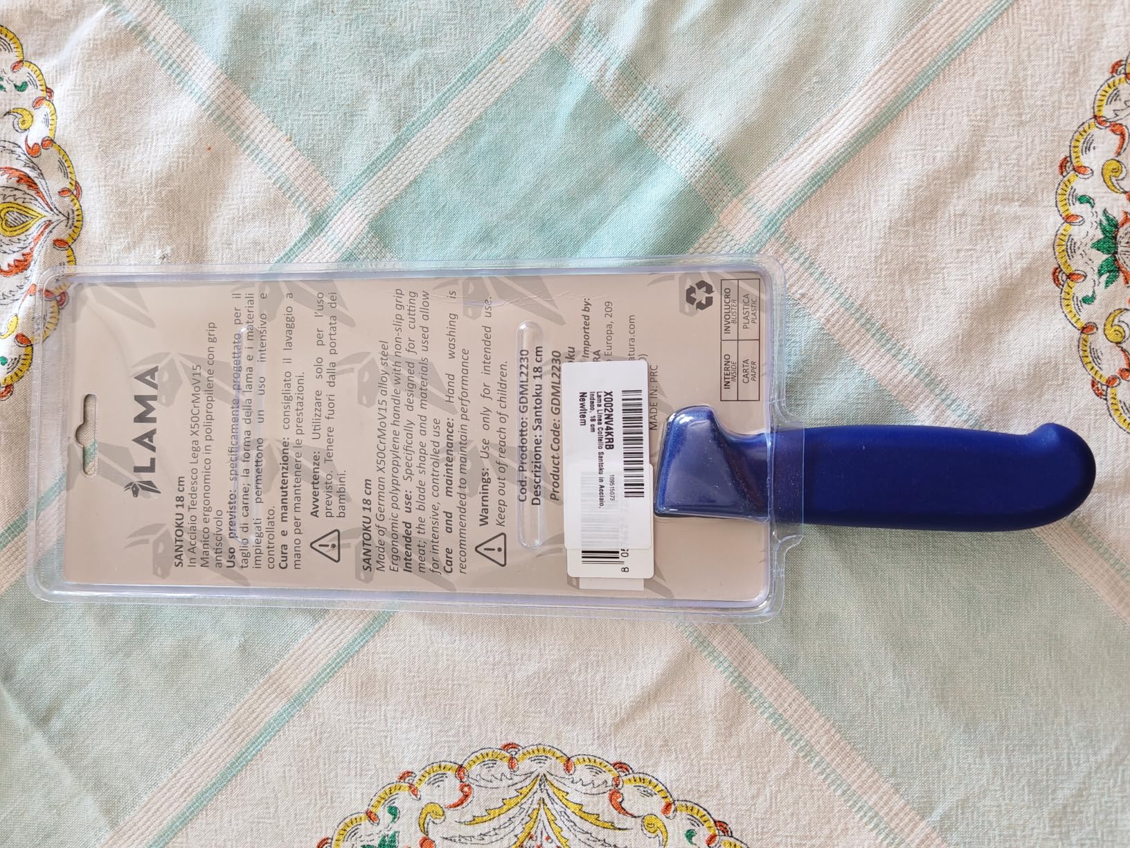 Lama Indaco 18 cm coltello santoku giapponese acciaio