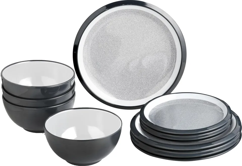 Brunner Midday Granyte set piatti melamina grigio antiscivolo