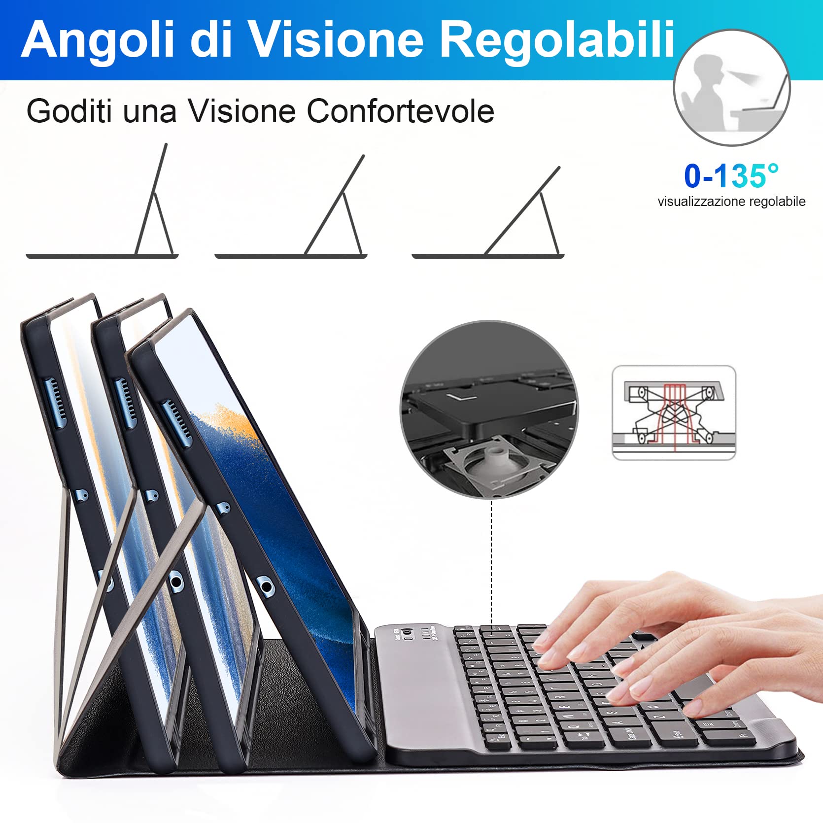 LAMA Tab A8 10.5 custodia con tastiera retroilluminata