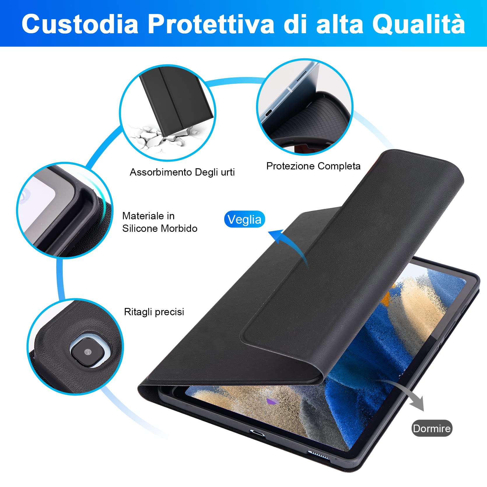 LAMA Tab A8 10.5 custodia con tastiera retroilluminata