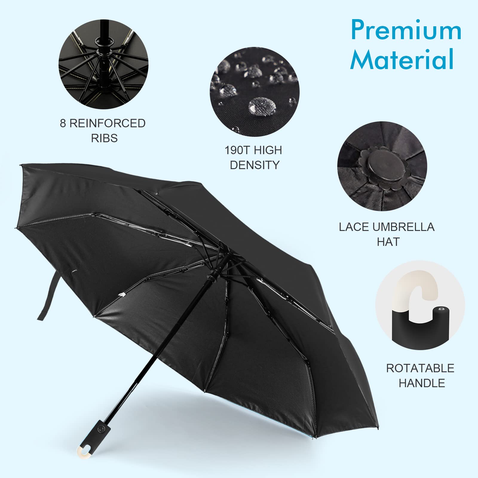 LAMA Mini ombrello tascabile ultraleggero anti-UV 8 stecche