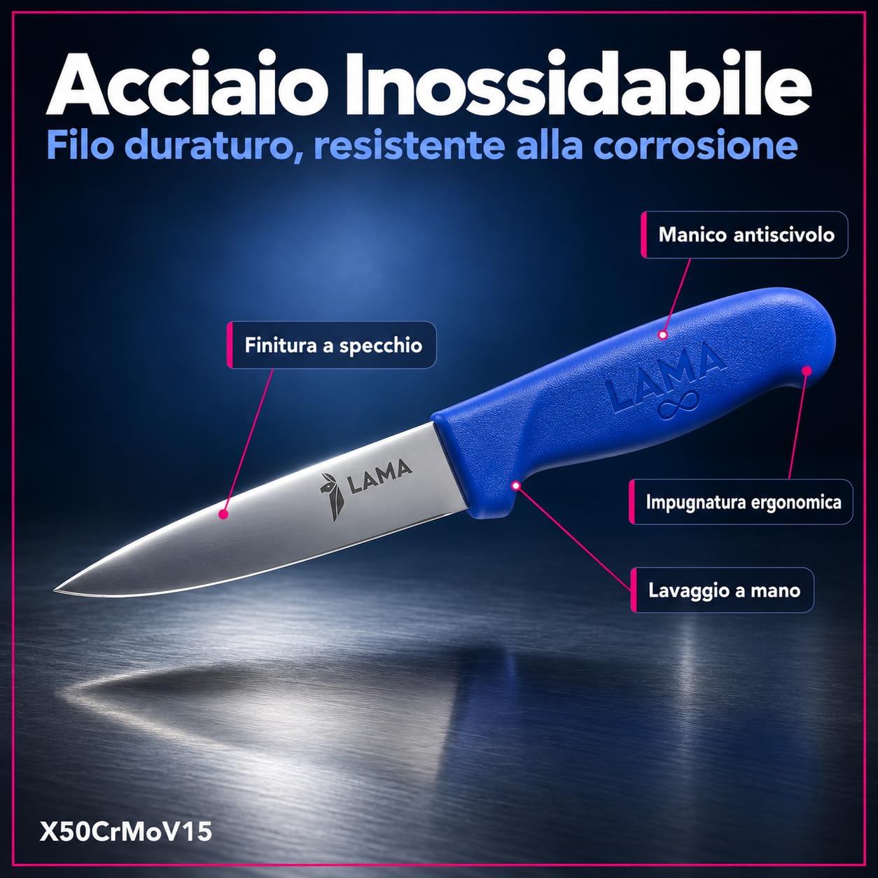 LAMA Multiuso 12,8 cm coltello cucina carne acciaio
