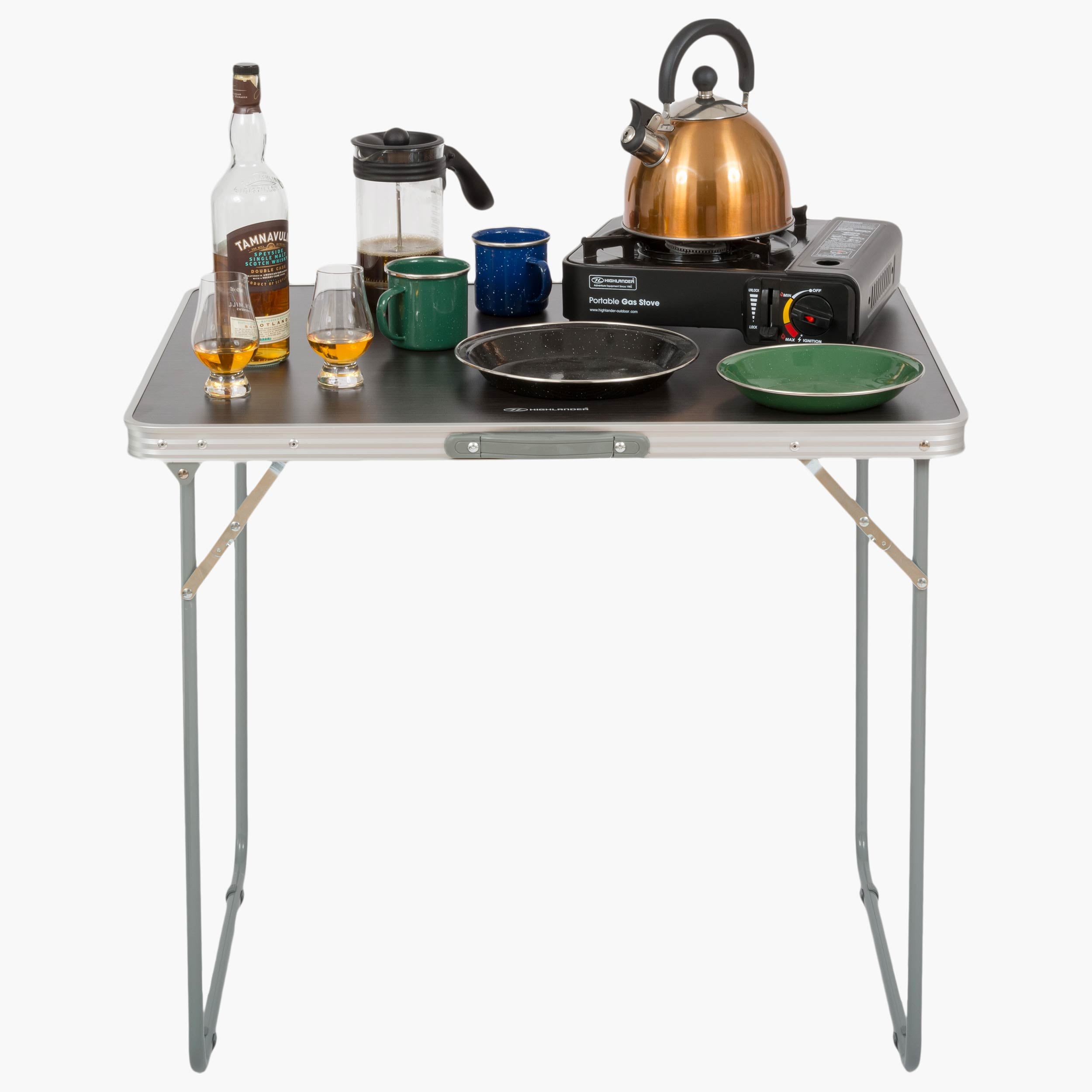Highlander Compact tavolo campeggio pieghevole singolo alluminio