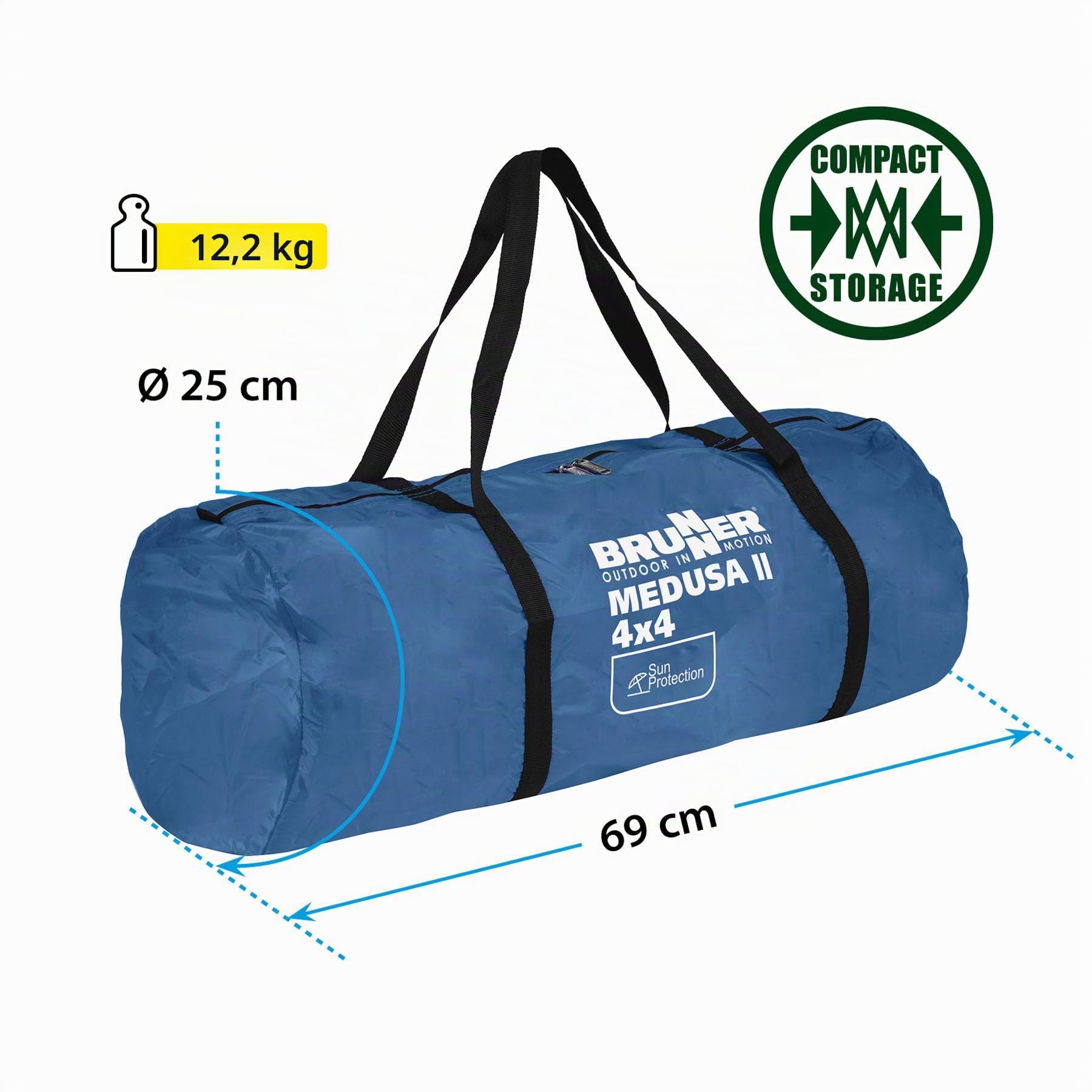 Brunner Medusa II Gazebo 4x4 Poliestere UPF 50+ Blu Verde