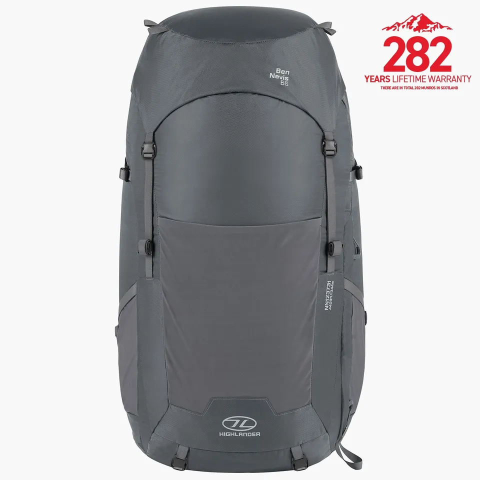 Highlander Ben Nevis 65L Zaino Trekking Grigio 65 L Traspirante