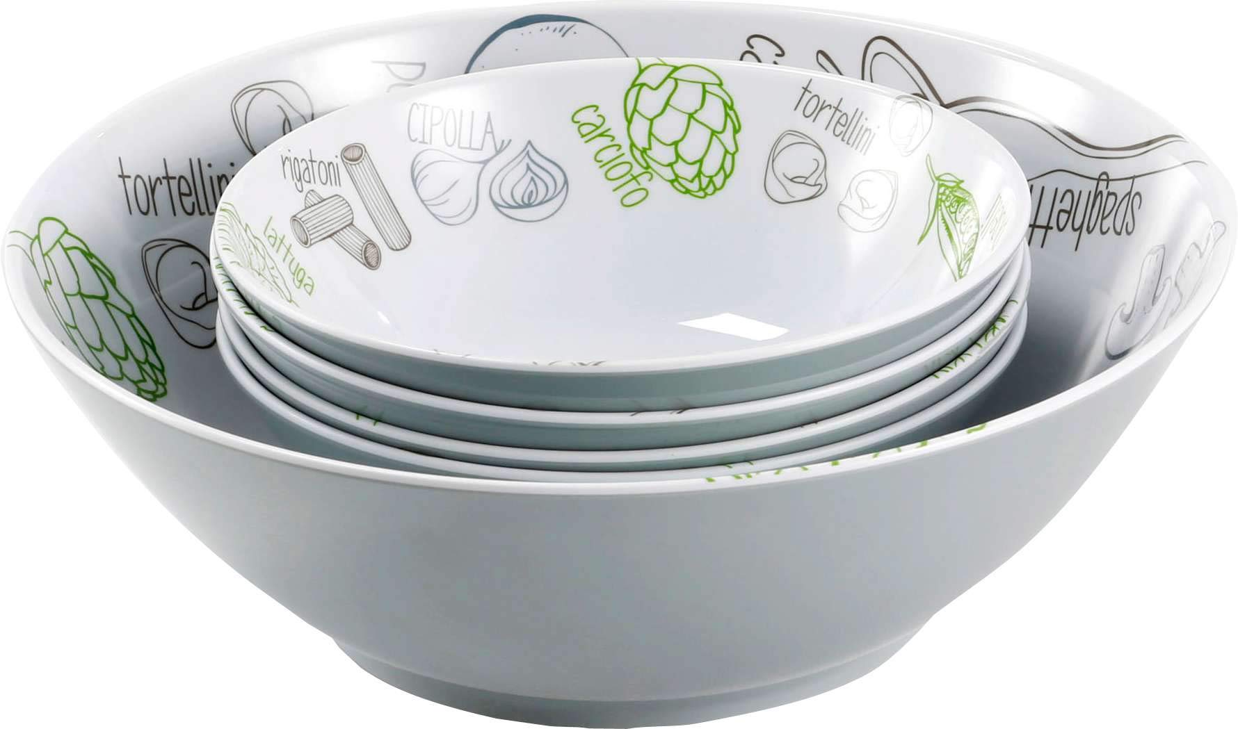 Brunner Pasta & Salad Set Ciotole 5 Pezzi Melamina