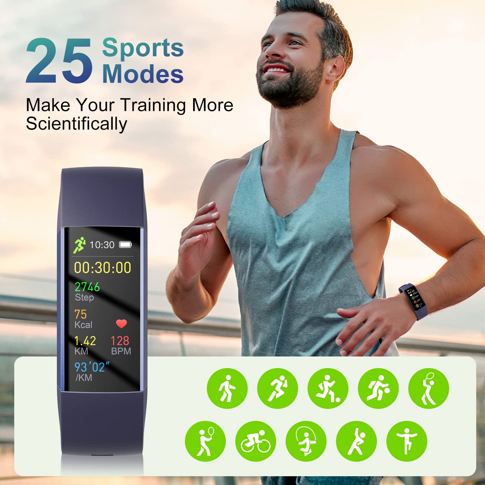 LAMA Activity Tracker Orologio Fitness AMOLED IP67