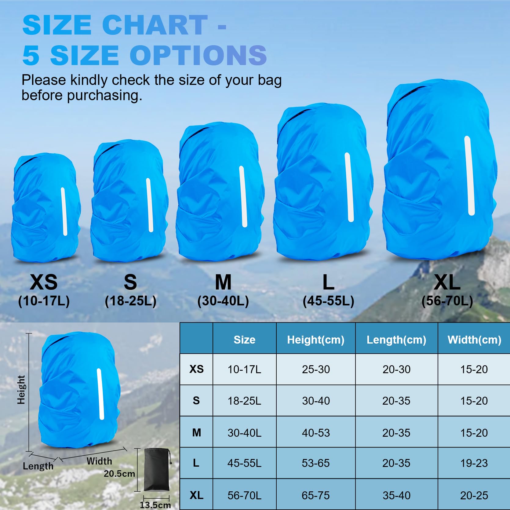 LAMA Coprizaino Antipioggia L 41-55L Nero Blu nylon