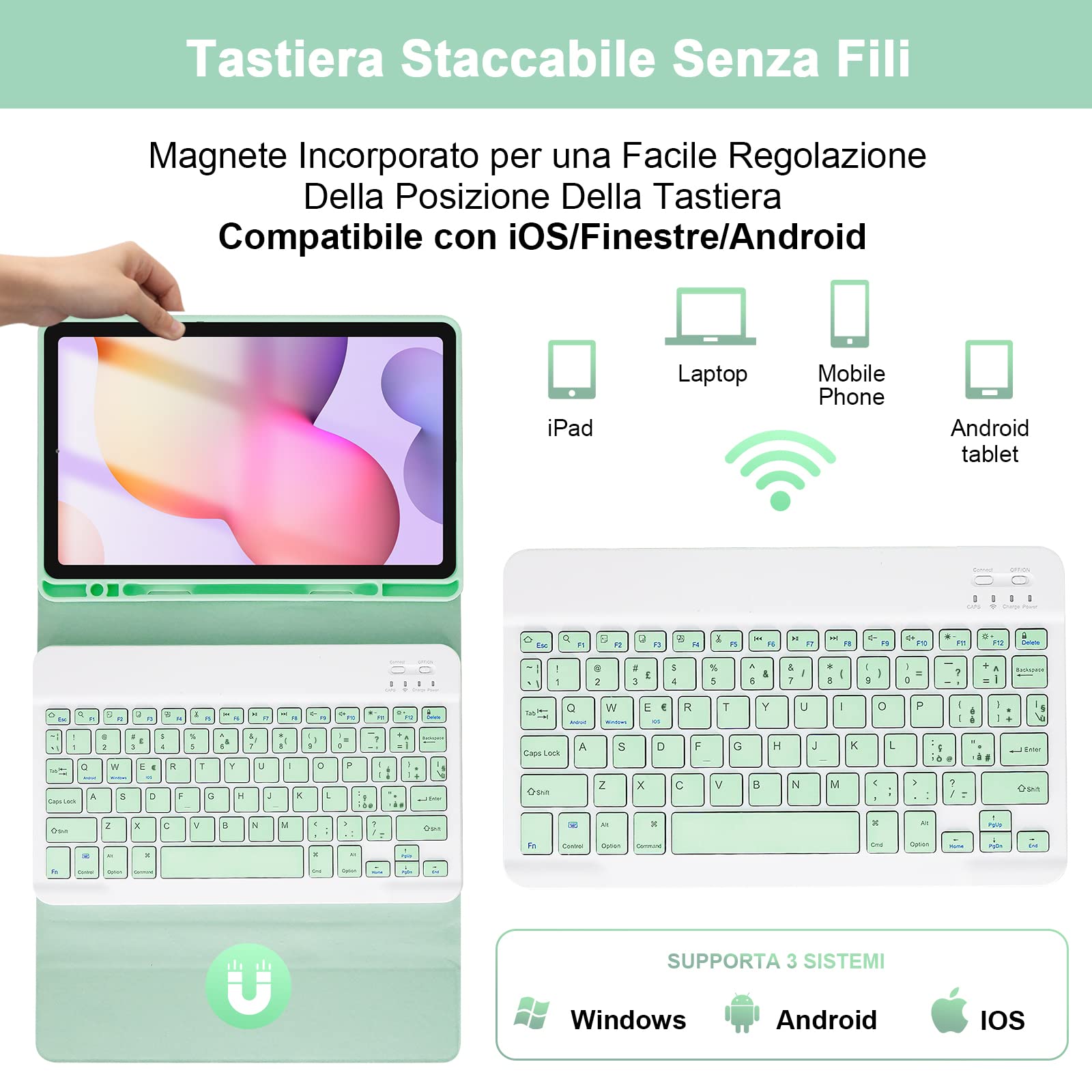 LAMA S6 Lite custodia tastiera tablet 10.4 verde
