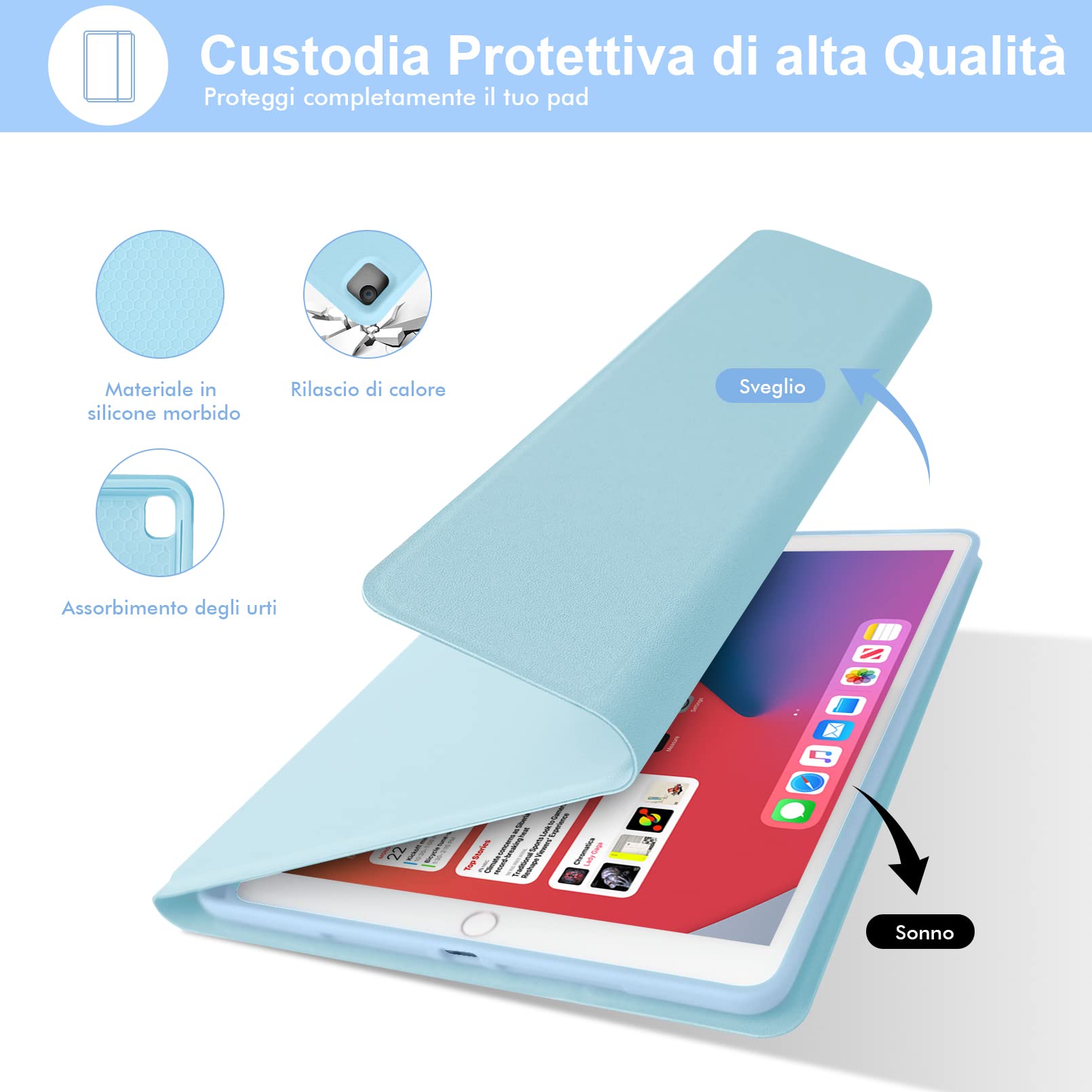 LAMA 10,2 10,5 custodia tastiera iPad QWERTY italiana wireless