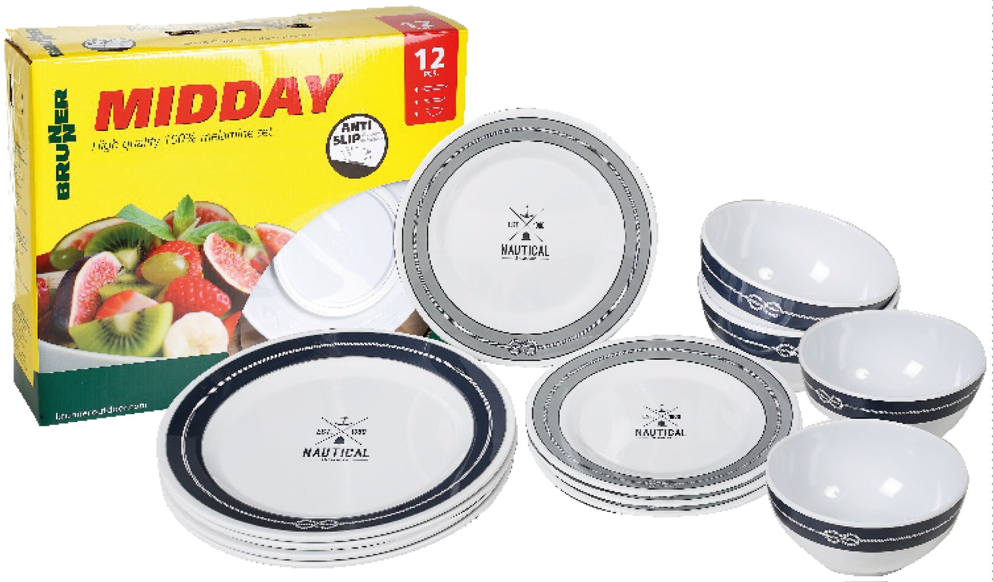 Brunner Midday Granyte set piatti melamina grigio antiscivolo