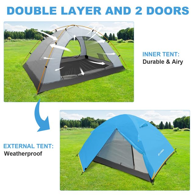 LAMA Tenda Campeggio 2 Persone Impermeabile 3000 mm