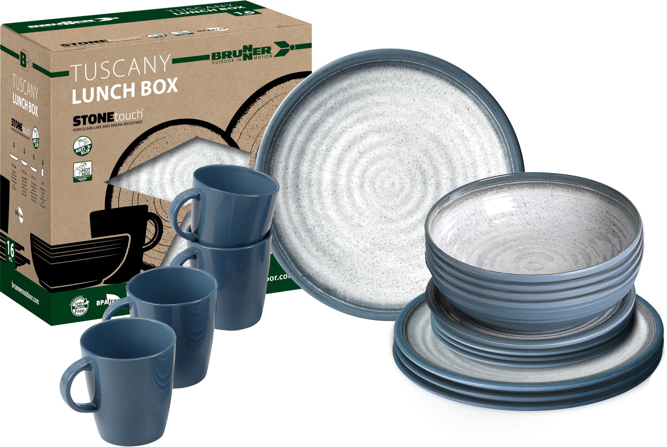 Brunner Granyte Lunch Box set melamina 16 pezzi antiscivolo