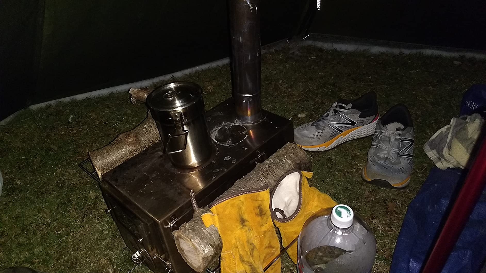 LAMA Stufa Tenda a Legna Nera Portatile Acciaio