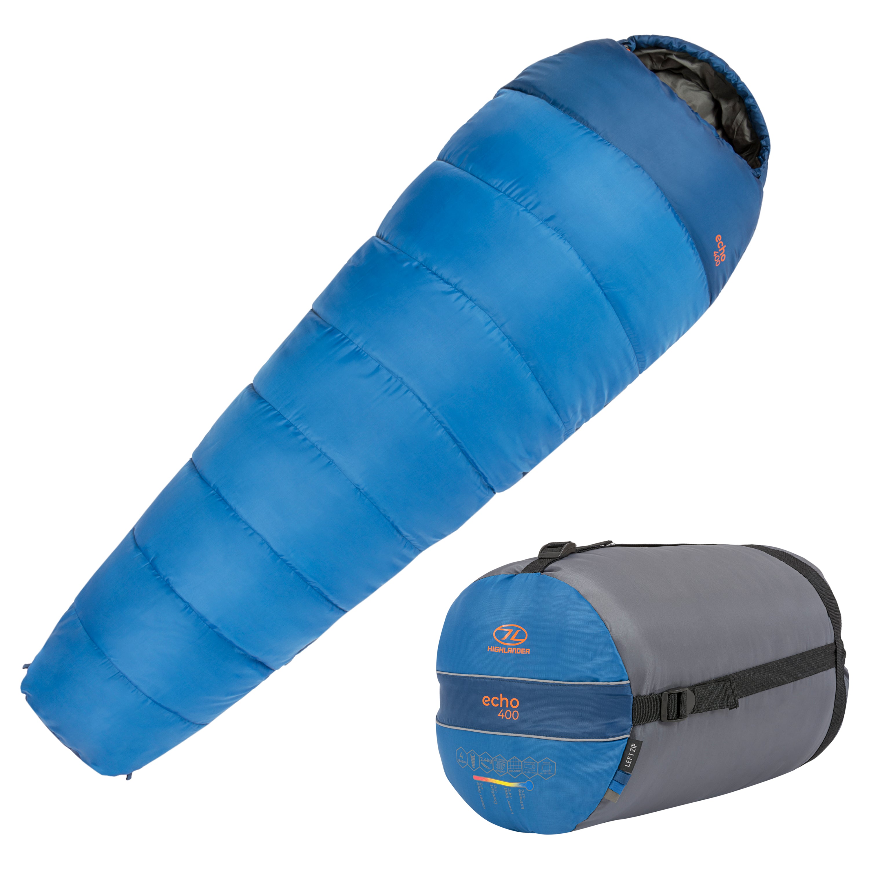 Highlander Echo 400 sacco a pelo mummia blu