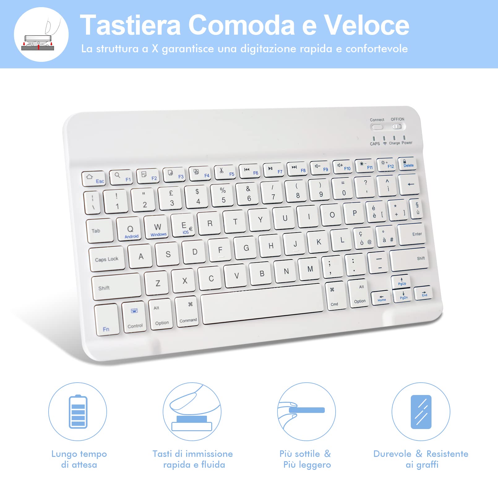 LAMA 10,2 10,5 custodia tastiera iPad QWERTY italiana wireless