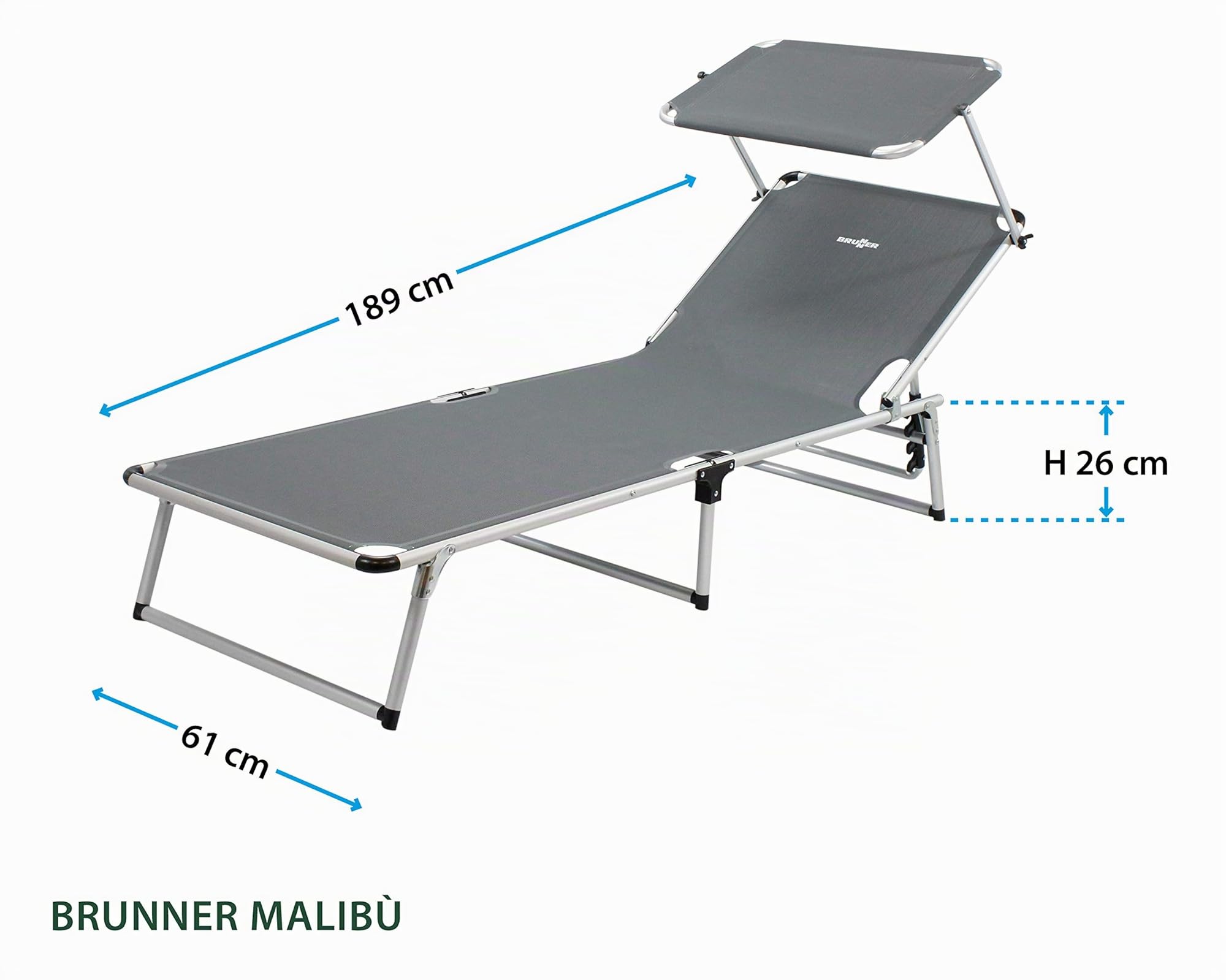 Brunner Malibu lettino da sole grigio con tettuccio