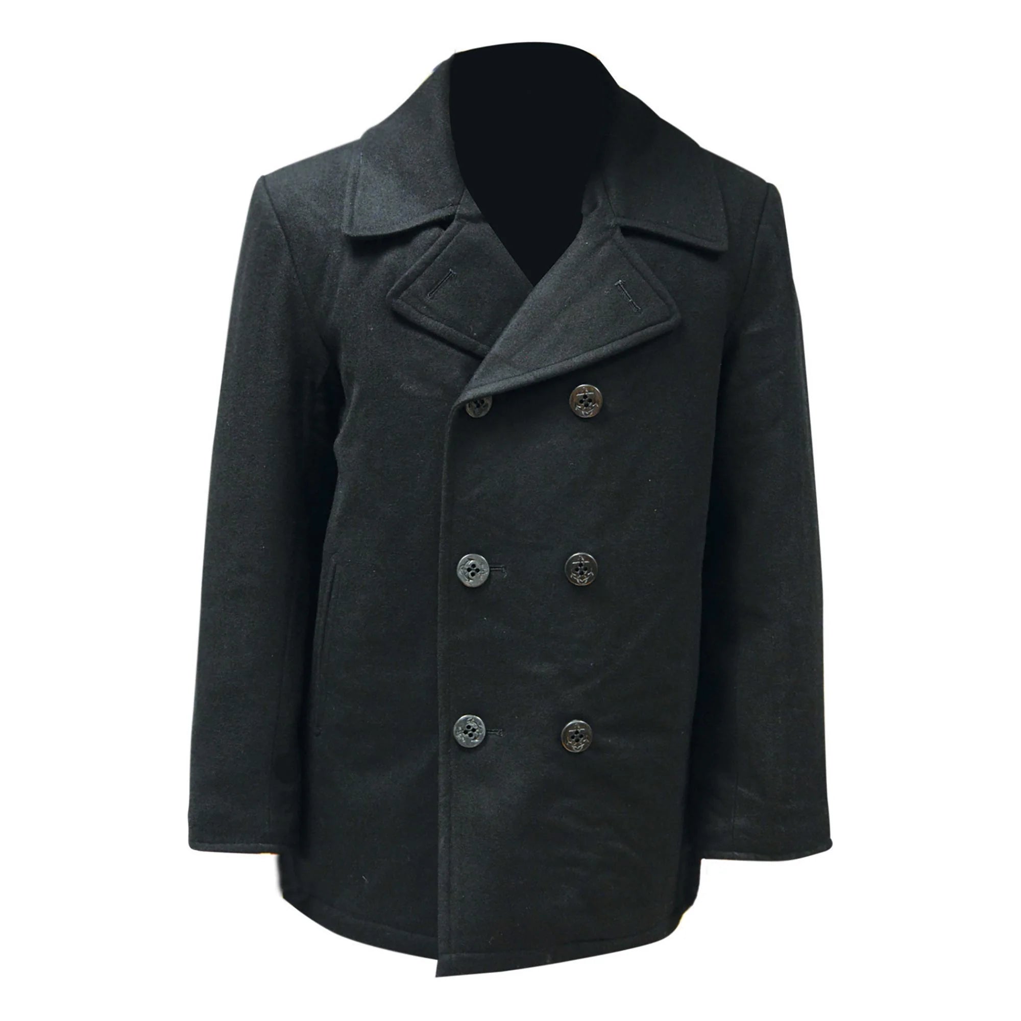 Highlander Pea Coat giacca in lana nera
