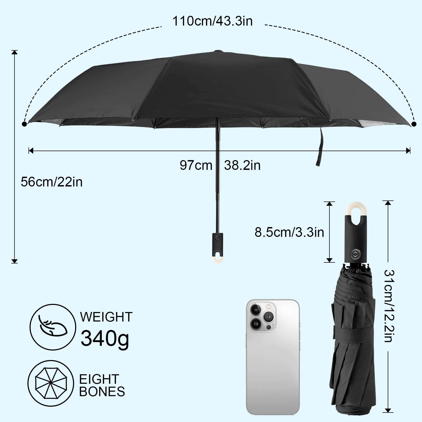 LAMA Mini ombrello tascabile ultraleggero anti-UV 8 stecche