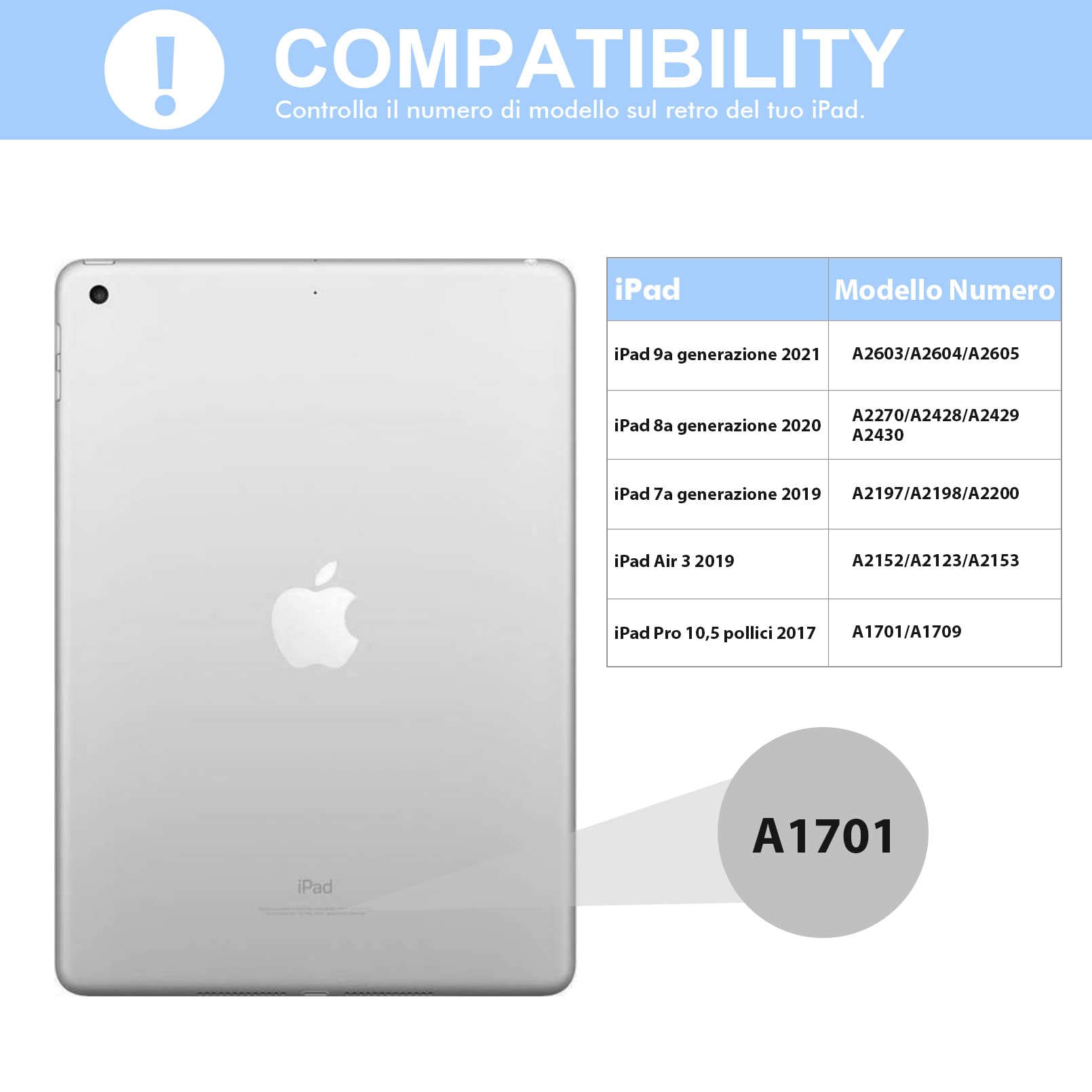 LAMA 10,2 10,5 custodia tastiera iPad QWERTY italiana wireless